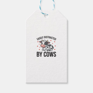 Étiquettes-cadeau Facilement distrait par les vaches Graphique de va
