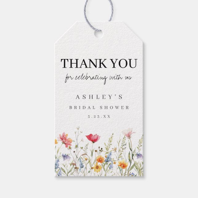 Étiquettes-cadeau Faire de l'aquarelle Fête de mariage Florale (Devant)