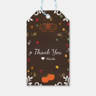Étiquettes-cadeau Faire l'amour Citrouilles Feuilles et Bois Baby Sh