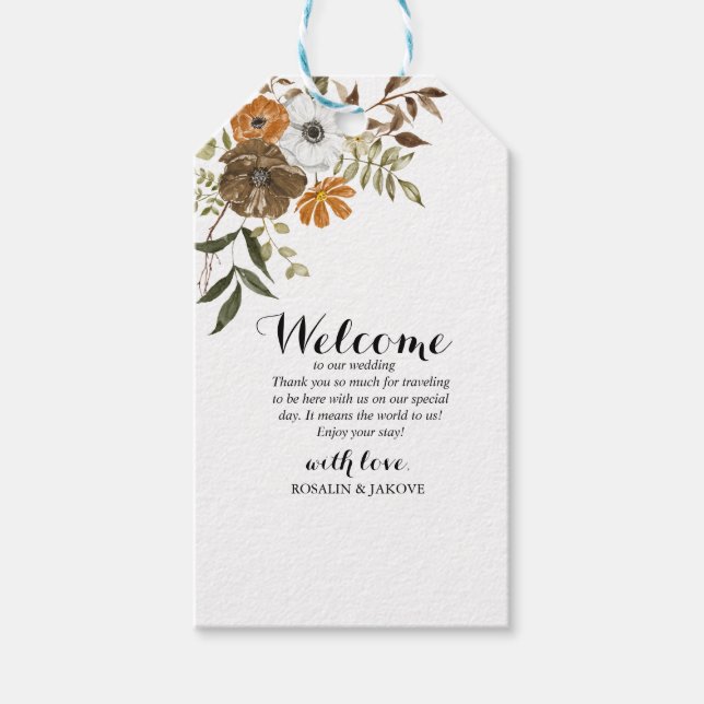 Étiquettes-cadeau Faire-part de mariage floral Boho Blush (Devant)