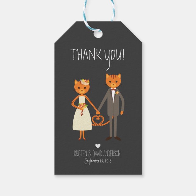 Étiquettes-cadeau Faire-part de mariage rustique de chats de la forê (Devant)