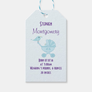 Étiquettes-cadeau Faire-part de naissance bébé oiseau