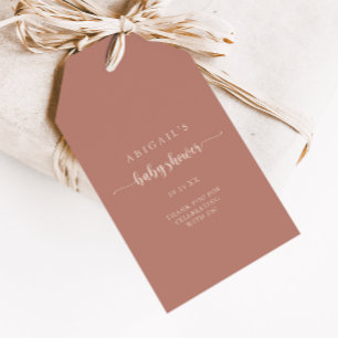 Étiquettes-cadeau Faire-part de naissance minimaliste en calligraphi