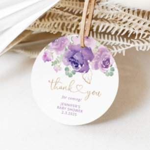 Étiquettes Cadeau Faire part de remerciement baby shower floral viol