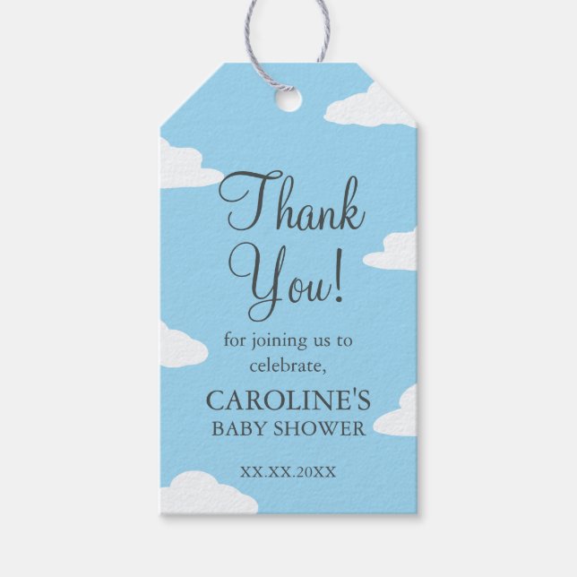 Étiquettes-cadeau Faire-part de remerciement pour Baby Shower Ciel B (Devant)