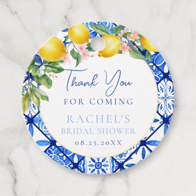 Étiquettes Cadeau Faire part de remerciement pour Baby Shower Citron (Devant)
