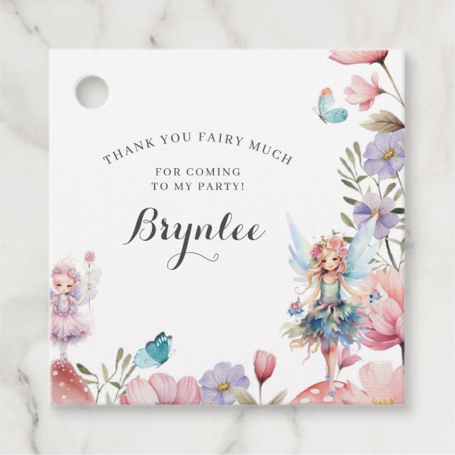 Étiquettes Cadeau Fairy Birthday, Garden Party, Enchanted, Whimsical (Devant)