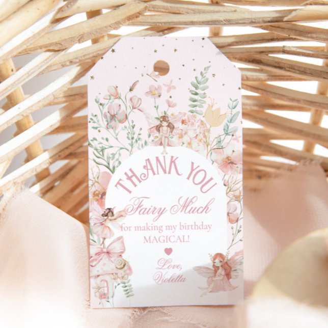 Étiquettes-cadeau Fairy First Birthday Enchanted garden Whimsical (Créateur téléchargé)