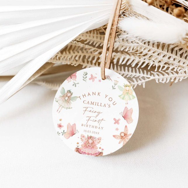 Étiquettes Cadeau Fairy First Birthday Girl (Créateur téléchargé)