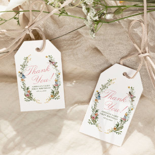 Étiquettes-cadeau Fairy Première Florale Vintage Anniversaire