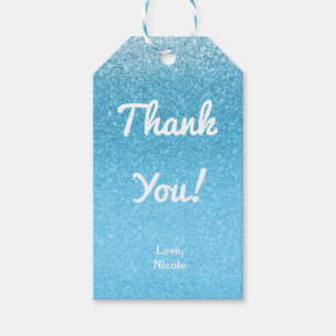 Étiquettes-cadeau Fairy Tale Blue Glitter Sweet 16 Fête Favori