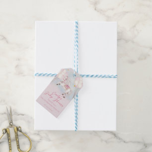 Étiquettes-cadeau Fairytale bébé Pony rose ballons étoiles Douche