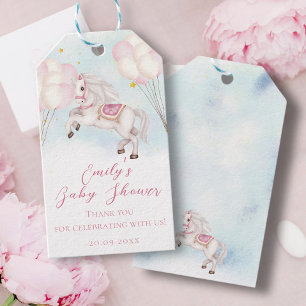 Étiquettes-cadeau Fairytale bébé Pony rose ballons étoiles Douche