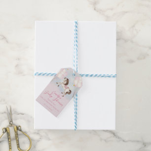 Étiquettes-cadeau Fairytale bébé Pony rose ballons étoiles Douche