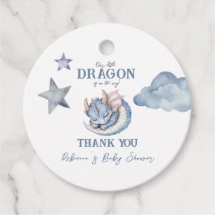 Étiquettes Cadeau Fairytale Dreamy Baby shower Dragon Bleu