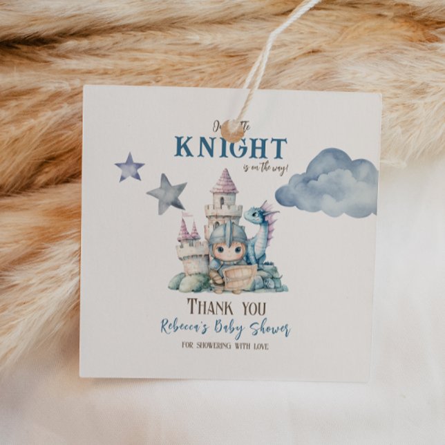 Étiquettes Cadeau Fairytale Dreamy Dragon Blue Knight Baby shower (Créateur téléchargé)