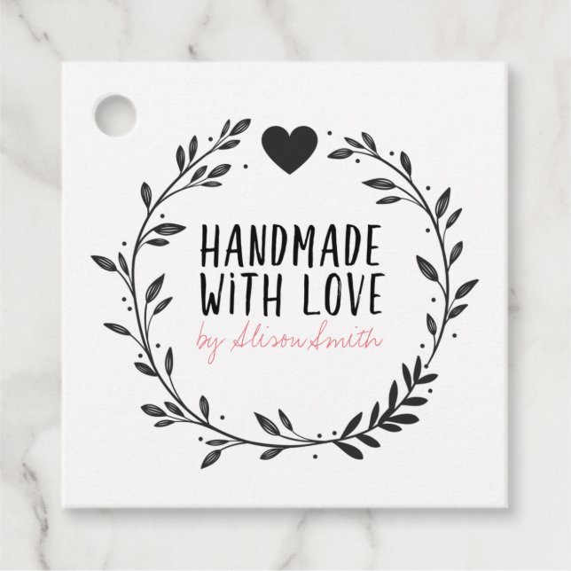Étiquettes Cadeau Fait à la main avec amour (Devant)