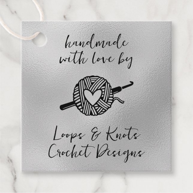 Étiquettes Cadeau Fait à la main avec Carré d'amour (Devant)