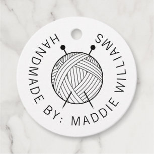 Étiquettes Cadeau Fait à la main par   Ajouter votre texte   Tricot 