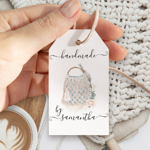 Étiquettes-cadeau Fait à la main par nom avec instructions de soins