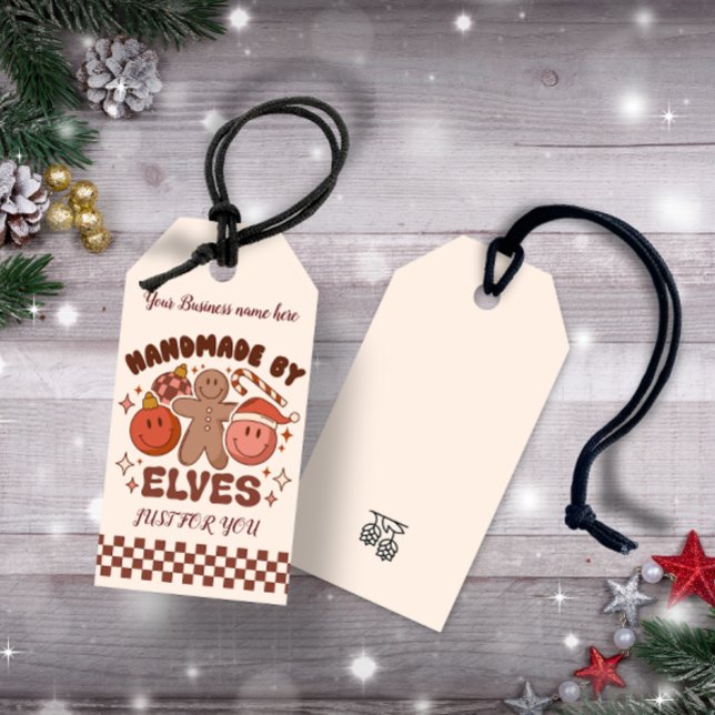 Étiquettes-cadeau Fait main par des ELVES sur mesure pour entreprise (Handmade by ELVES business customized Gift Tags)