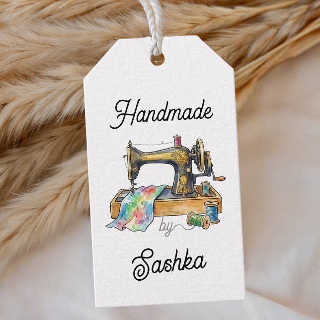 Étiquettes-cadeau Fait main par Machine à coudre sur mesure (Handmade Sewing Business Hang Tag)