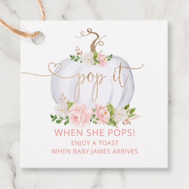 Étiquettes Cadeau Faites-le éclater quand elle fait éclater rose blu (Devant)