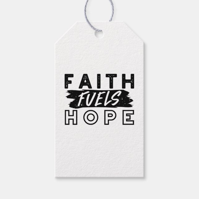 Étiquettes-cadeau Faith Fuels Hope Quote – Uplifting Christian Art (Devant)