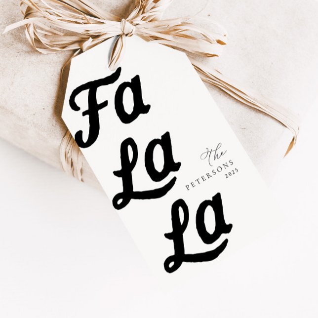 Étiquettes-cadeau Falala Moderne Rétro Noir & Blanc Plaid Noël (Créateur téléchargé)