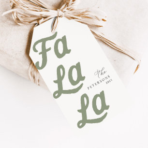 Étiquettes-cadeau Falala Moderne Rétro Sage Vert Plaid Noël