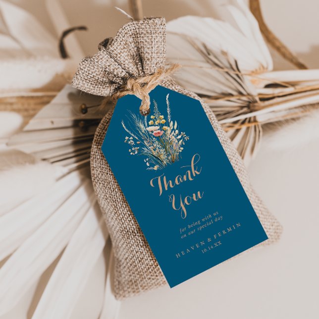 Étiquettes-cadeau Fall Meadow Wild Floral Mariage Merci (Créateur téléchargé)