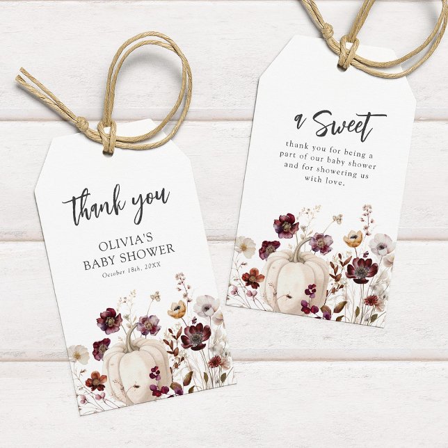 Étiquettes-cadeau Fall Wildflower Baby Shower Thank You (Créateur téléchargé)
