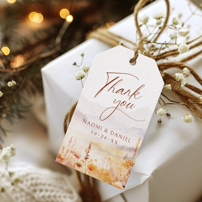 Étiquettes-cadeau Fall Wildflower Mountain Rustic Thank You Favors (Fall Wildflower Mountain Rustic Thank You Favors Gift Tags)