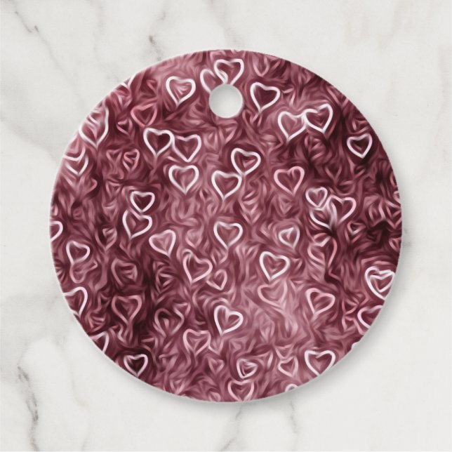 Étiquettes Cadeau Falling Hearts - Red (Devant)