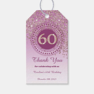 Étiquettes-cadeau Falling Rose Gold Parties scintillant 60e annivers