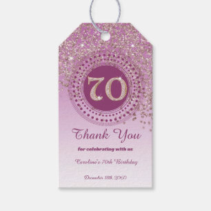 Étiquettes-cadeau Falling Rose Gold Parties scintillant 70e annivers