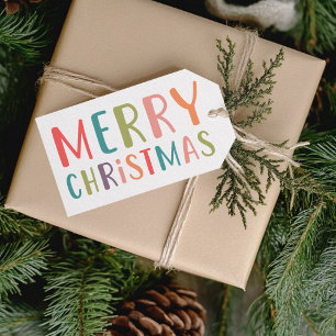 Étiquettes-cadeau Famille de Noël colorée et brillante