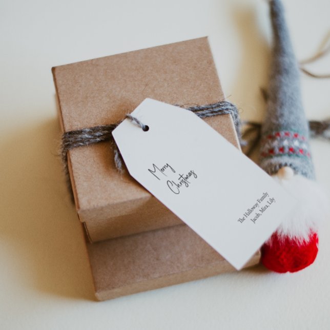 Étiquettes-cadeau Famille de script de Noël moderne (Créateur téléchargé)