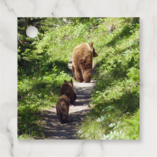 Étiquettes Cadeau Famille d'ours brun
