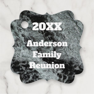 Étiquettes Cadeau Famille Moderne Réunion Noir Blanc Eau Plante