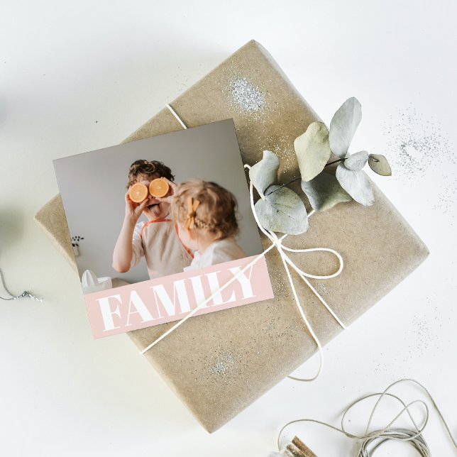 Étiquettes Cadeau Famille Pastel Rose moderne Cadeau photo (Créateur téléchargé)