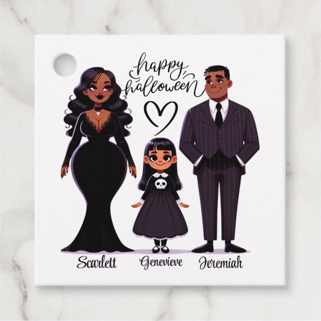 Étiquettes Cadeau Famille personnalisée Éffrayante et mignonne Hallo (Devant)