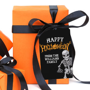 Étiquettes-cadeau Famille personnalisée Halloween Parti annuel Skele