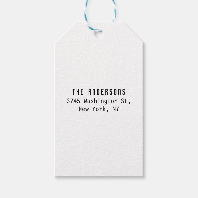 Étiquettes-cadeau Family Name Modern Plain Professional Black White (Devant)