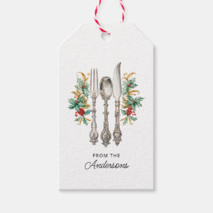 Étiquettes-cadeau Fancy Holiday Silverware Personnalisé