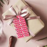 Étiquettes-cadeau Fancy Romantic Rouge & Rose Amour Vous Motif<br><div class="desc">Fancy Romantic Rouge & Rose Amour Vous Motif</div>