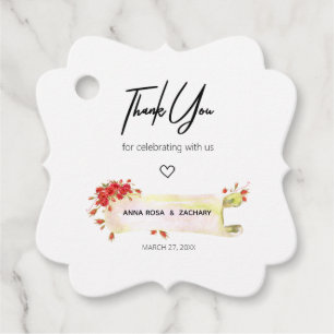 Étiquettes Cadeau *~* Fancy Rose Rouge Floral Merci Mariage