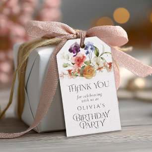 Étiquettes-cadeau Fantasie Florale Élégante pour un Anniversaire Mer