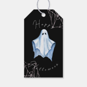 Étiquettes-cadeau Fantôme de feuille et webs de crépuscule Halloween
