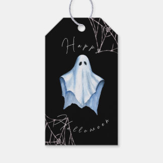 Étiquettes-cadeau Fantôme de feuille et webs de crépuscule Halloween